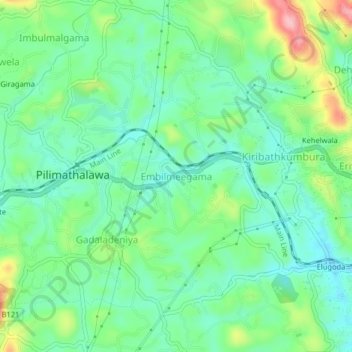 Embilmeegama topographic map, elevation, terrain