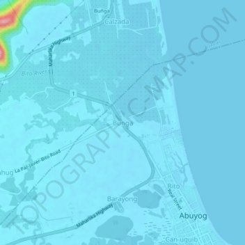 Bunga topographic map, elevation, terrain