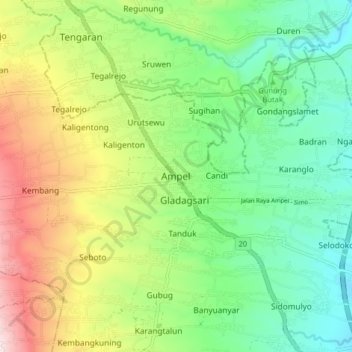 Ampel topographic map, elevation, terrain
