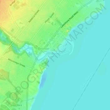 Bronte Harbour topographic map, elevation, terrain