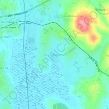 Koolo-buwanyi topographic map, elevation, terrain