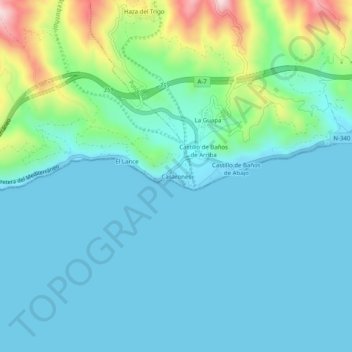 Casarones topographic map, elevation, terrain