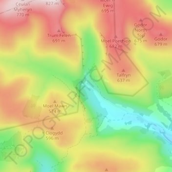 Tanypistyll topographic map, elevation, terrain