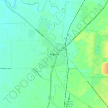 Pinjarra topographic map, elevation, terrain