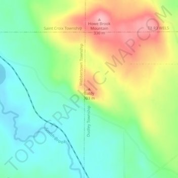 Baldy topographic map, elevation, terrain