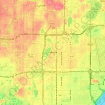 Richfield topographic map, elevation, terrain