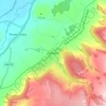 Felindre topographic map, elevation, terrain