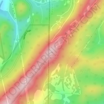 Hoye-Crest topographic map, elevation, terrain