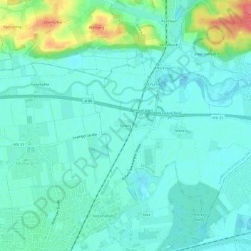 Frixing topographic map, elevation, terrain