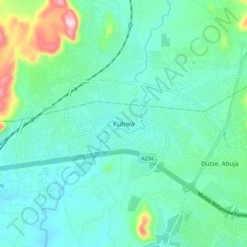 Kubwa topographic map, elevation, terrain