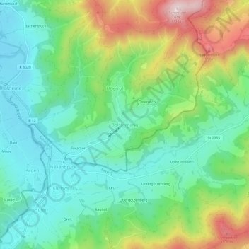 Bolsternang topographic map, elevation, terrain