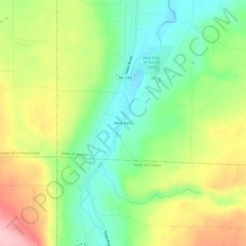 West Falls topographic map, elevation, terrain