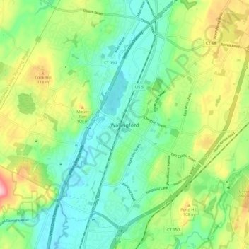 Wallingford topographic map, elevation, terrain