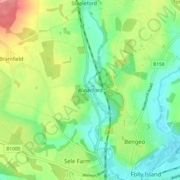 Waterford topographic map, elevation, terrain