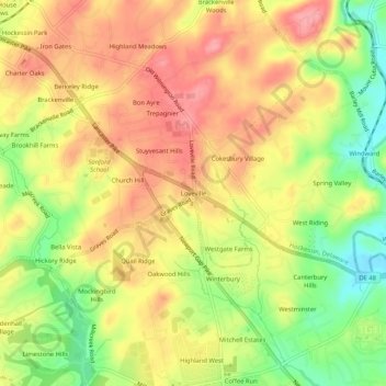 Loveville topographic map, elevation, terrain