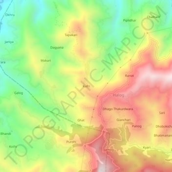 Kufri topographic map, elevation, terrain