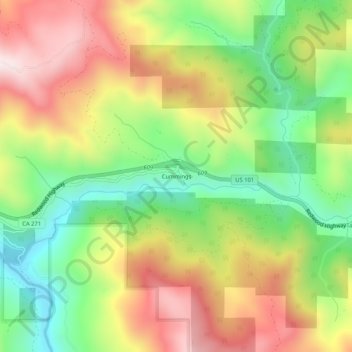 Cummings topographic map, elevation, terrain