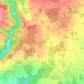 Winterbach topographic map, elevation, terrain