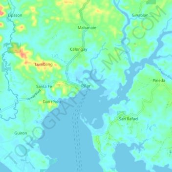 Pilar topographic map, elevation, terrain