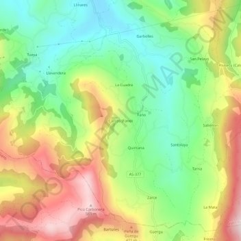 Carceo (Fano) topographic map, elevation, terrain