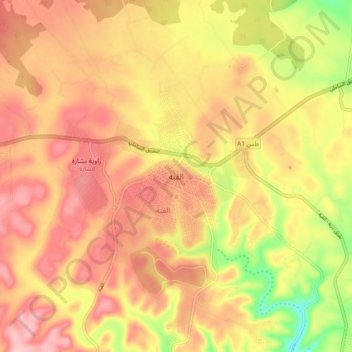 Al Qubbah topographic map, elevation, terrain