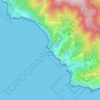 Manarola topographic map, elevation, terrain