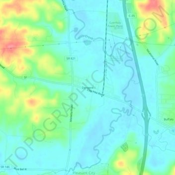 Derwent topographic map, elevation, terrain
