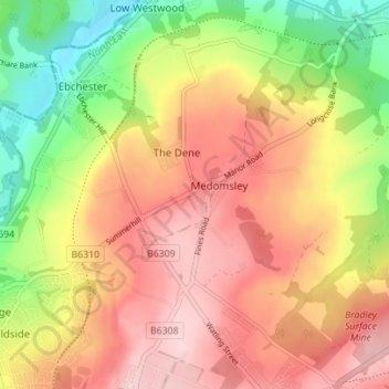 Highsteads topographic map, elevation, terrain