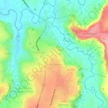Ramokholokotha topographic map, elevation, terrain