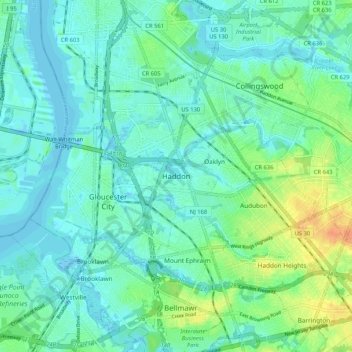 Haddon topographic map, elevation, terrain