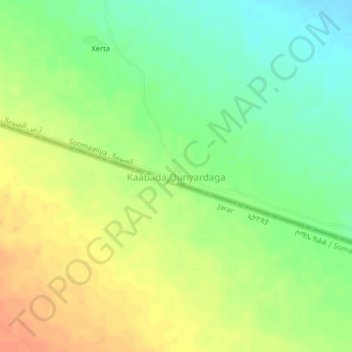Kaabada Qunyardaga topographic map, elevation, terrain