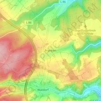 Franken topographic map, elevation, terrain