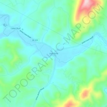 East Fork topographic map, elevation, terrain