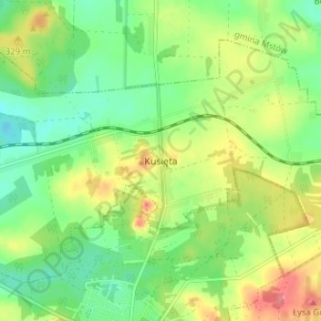 Kusięta topographic map, elevation, terrain