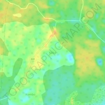 Koba topographic map, elevation, terrain