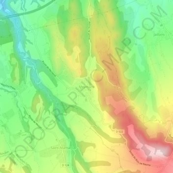 Meymans topographic map, elevation, terrain