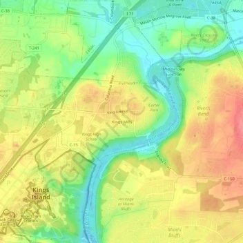 Kings Mills topographic map, elevation, terrain
