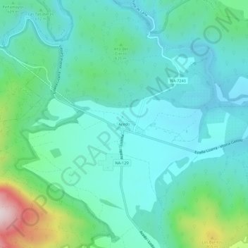 Acedo topographic map, elevation, terrain