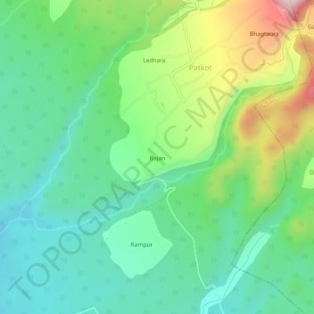 Bajan topographic map, elevation, terrain