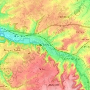 Valkenburg topographic map, elevation, terrain