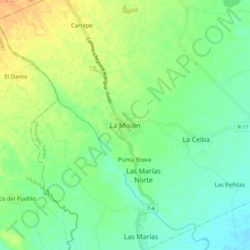 La Mision topographic map, elevation, terrain