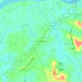 Koovappady topographic map, elevation, terrain