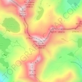 Pic de la Mainera topographic map, elevation, terrain
