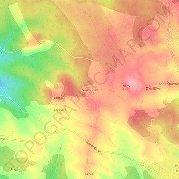 Genebrières topographic map, elevation, terrain