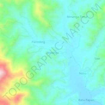 Minanga topographic map, elevation, terrain