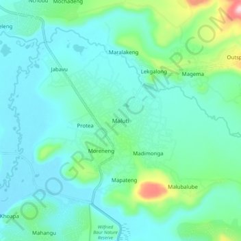 Maluti topographic map, elevation, terrain