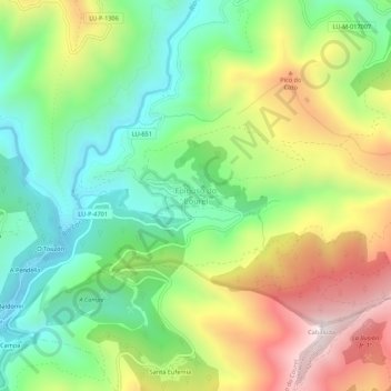 Folgoso do Courel topographic map, elevation, terrain