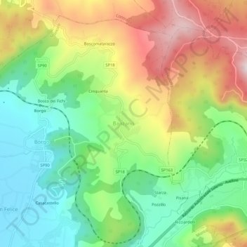 Banzano topographic map, elevation, terrain