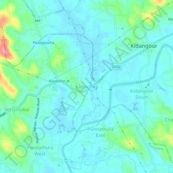 Kattachira topographic map, elevation, terrain