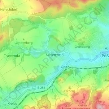 Schlettwein topographic map, elevation, terrain